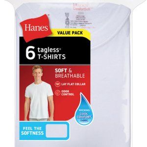 Hanes Men 6Pk Comfort Cool White Crew Neck T-Shirt
